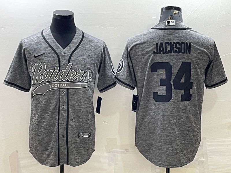 Men Oakland Raiders #34 Jackson Grey hemp ash 2022 Nike Co branded NFL Jersey->oakland raiders->NFL Jersey